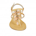 Woman's thong sandal with accessory in orange leather and laminated leather heel 1 - Available sizes:  42