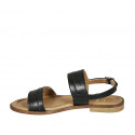 Woman's sandal in black leather heel 2 - Available sizes:  32, 33