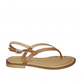 Woman's thong sandal in brown leather heel 2 - Available sizes:  32