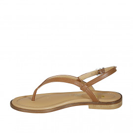 Woman's thong sandal in brown leather heel 2 - Available sizes:  32 2