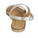 Woman's sandal in platinum leather and beige suede heel 2 - Available sizes:  32
