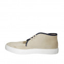 Zapato para hombre con cordones y plantilla extraible en gamuza beis et azul - Tallas disponibles:  47, 48