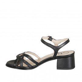 Sandale pour femmes avec courroie en cuir noir talon 4 - Pointures disponibles:  44 2