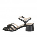 Sandale pour femmes avec courroie en cuir noir talon 4 - Pointures disponibles:  44