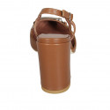 Chaussure ouverte à l'arrière pour femmes en cuir cognac avec accessoire talon 8 - Pointures disponibles:  42