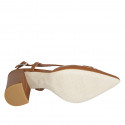 Zapato destalonado para mujer en piel cognac con accesorio tacon 8 - Tallas disponibles:  42