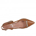 Woman's slingback pump in cognac brown leather with accessory heel 8 - Available sizes:  42