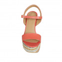 Sandale pour femmes avec courroie et plateforme en cuir rouge et tissu multicouleur talon 12 - Pointures disponibles:  42