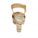 Sandalia para mujer con cinturon y plataforma en piel cognac y tejido multicolor tacon 12 - Tallas disponibles:  42