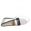 Mocassino da donna in pelle bianca, lavanda e blu zeppa 4 - Misure disponibili: 42, 43