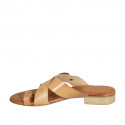 Chanclas de dedo para mujer en piel cognac con hebilla tacon 2 - Tallas disponibles:  32