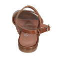 Sandale pour femmes en cuir cognac avec goujons talon 1 - Pointures disponibles:  33