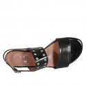 Sandale pour femmes en cuir noir talon 1 - Pointures disponibles:  33, 42