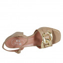 Sandalo da donna con catena e cinturino in pelle beige tacco 8 - Misure disponibili: 42, 43