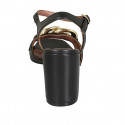 Sandalia para mujer con cinturon y cadena en piel negra tacon 8 - Tallas disponibles:  32