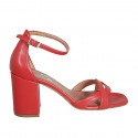 Woman's open shoe in red leather with strap block heel 8 - Available sizes:  42