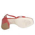 Chaussure ouverte pour femmes en cuir rouge avec courroie talon carré 8 - Pointures disponibles:  42