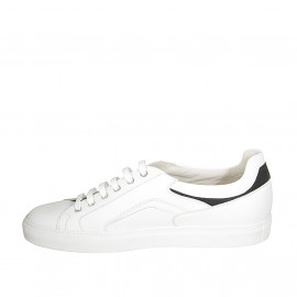 Man's laced shoe with removable insole in white and black leather - Available sizes:  47 2