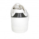 Man's laced shoe with removable insole in white and black leather - Available sizes:  47