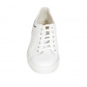 Man's laced shoe with removable insole in white and black leather - Available sizes:  47