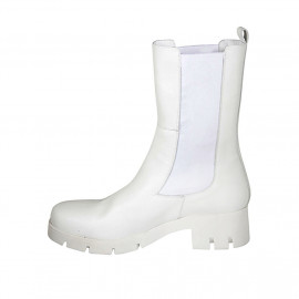 Stivaletto da donna con elastici in pelle bianca tacco 5 - Misure disponibili: 42 2