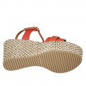 Sandale pour femmes en cuir rouge et platine avec courroie, plateforme et talon compensé tressé 9 - Pointures disponibles:  43, 44