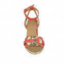 Woman's sandal with ankle strap in red and platinum leather heel 8 - Available sizes:  43