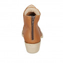 Bottine Texan pour femmes avec fermeture éclair posterieur en cuir cognac talon 5 - Pointures disponibles:  42