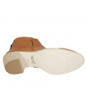 Bottine Texan pour femmes avec fermeture éclair posterieur en cuir cognac talon 5 - Pointures disponibles:  42
