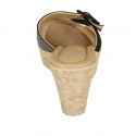 Woman's mules in black suede and leather with buckle wedge heel 7 - Available sizes:  42