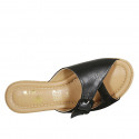 Woman's mules in black suede and leather with buckle wedge heel 7 - Available sizes:  42