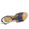 Sandalo da donna in camoscio blu con cinturino e zeppa 9 - Misure disponibili: 42, 44
