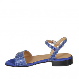 Woman's sandal in blue printed leather with strap heel 2 - Available sizes:  32 2