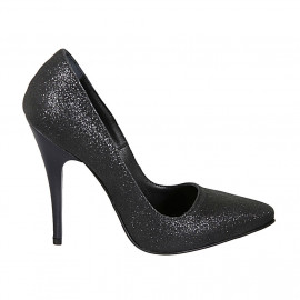 Woman's pump in black glittered leather heel 11 - Available sizes:  34