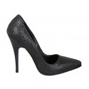 Woman's pump in black glittered leather heel 11 - Available sizes:  34