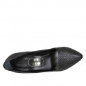 Escarpin en cuir noir scintillant pour femmes talon 11 - Pointures disponibles:  34