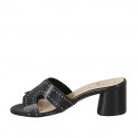 Mule pour femmes avec goujons en cuir noir talon 5 - Pointures disponibles:  42