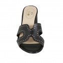 Mule para mujer con tachuelas en piel negra tacon 5 - Tallas disponibles:  42