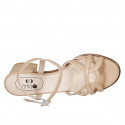 Woman's strap sandal in sand pink leather heel 4 - Available sizes:  45