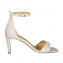 Scarpa aperta da donna con cinturino alla caviglia in pelle nude cipria tacco 8 - Misure disponibili: 43