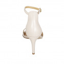 Woman's open shoe with ankle strap in nude leather heel 8 - Available sizes:  43