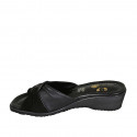 Woman's mules in black suede and leather wedge heel 3 - Available sizes:  42