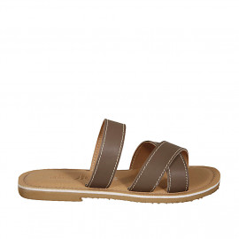 Mule en piel marron tacon 1 - Tallas disponibles:  42
