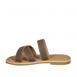 Mule en cuir marron talon 1 - Pointures disponibles:  42 2