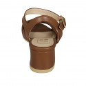 Woman's sandal with strap in brown leather wedge heel 5 - Available sizes:  42