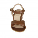 Sandale pour femmes avec courroie en cuir marron talon compensé 5 - Pointures disponibles:  42