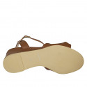 Sandale pour femmes avec courroie en cuir marron talon compensé 5 - Pointures disponibles:  42