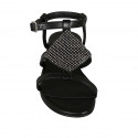 Sandale pour femmes en cuir noir avec strass et courroie talon 2 - Pointures disponibles:  33