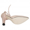 Woman's pointy open shoe with laces in rose leather heel 10 - Available sizes:  42