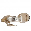 Woman's open shoe with laces in beige suede heel 10 - Available sizes:  42, 43